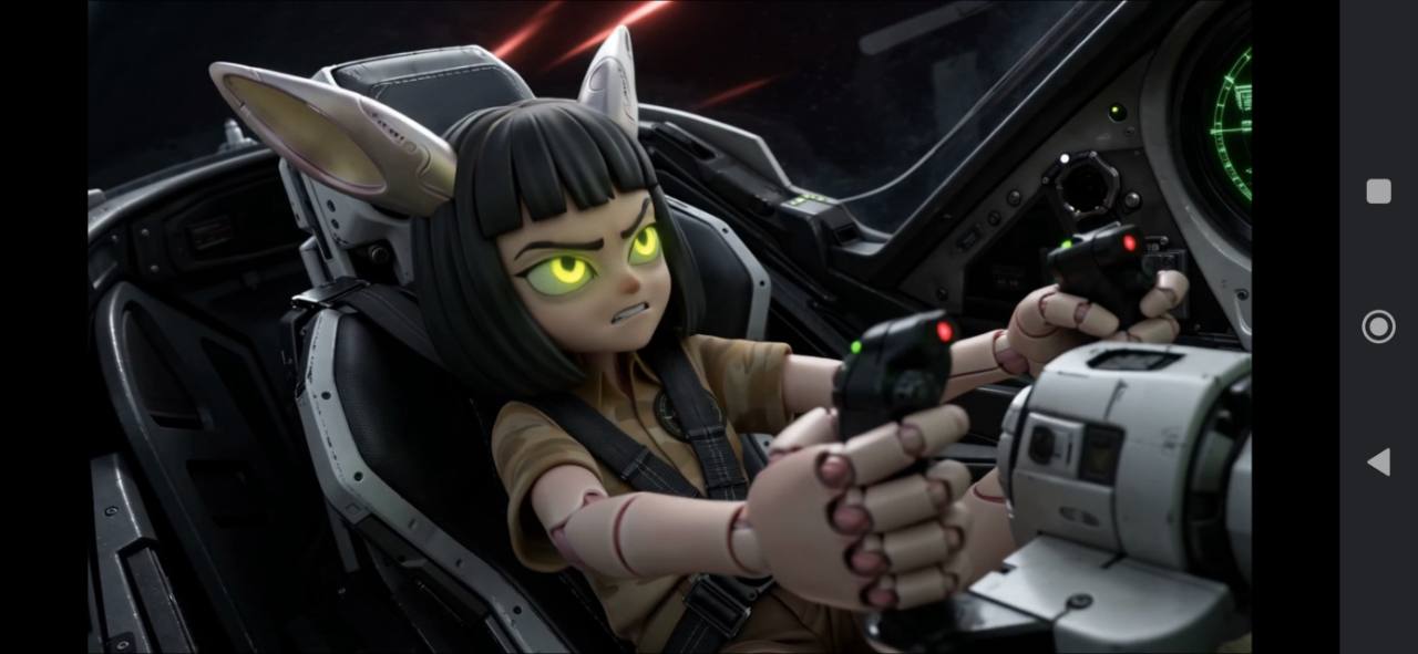 Rabbit-eared protagonist in a cockpit action scene.