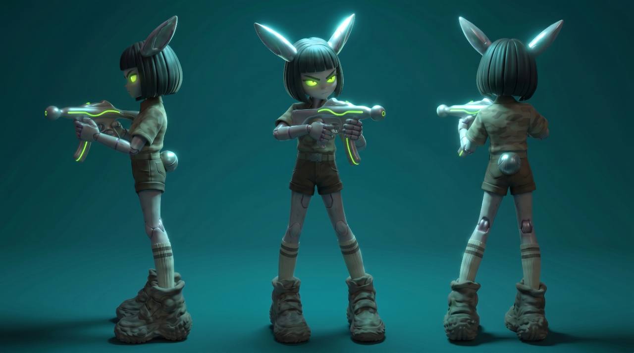 Character model sheet for the COSMONEET protagonist.